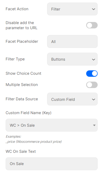how to set Facet on sale with Piotnet Grid